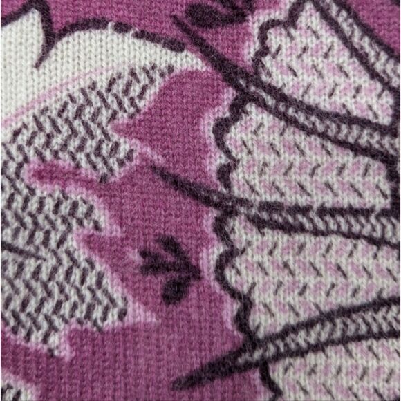 Talbots Petite Pure Cashmere Purple Gray Floral Cardigan Sweater 3/4 Sleeve SP - Picture 6 of 8